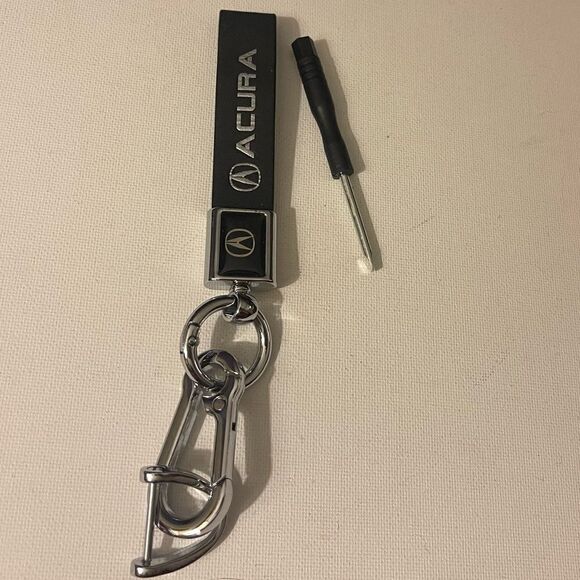 Acura key fob Keychain in black leather NWT - Picture 1 of 4